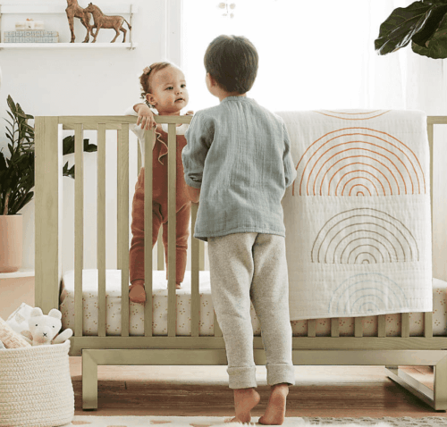 Keaton Brass Inlay Crib Greenguard Gold