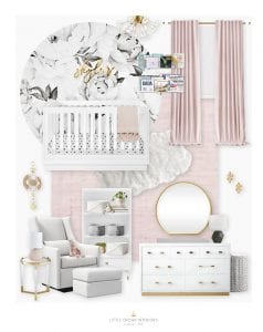 Black and White Floral Nursery with Blush and Gold Details