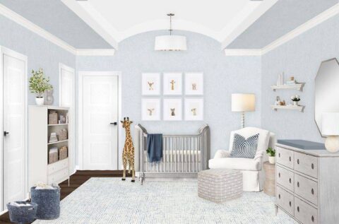 E-Design Reveal: Neutral and Light Blue Nursery - Little Crown Interiors