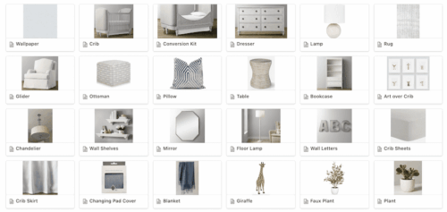 Nursery E-Design Shopping List