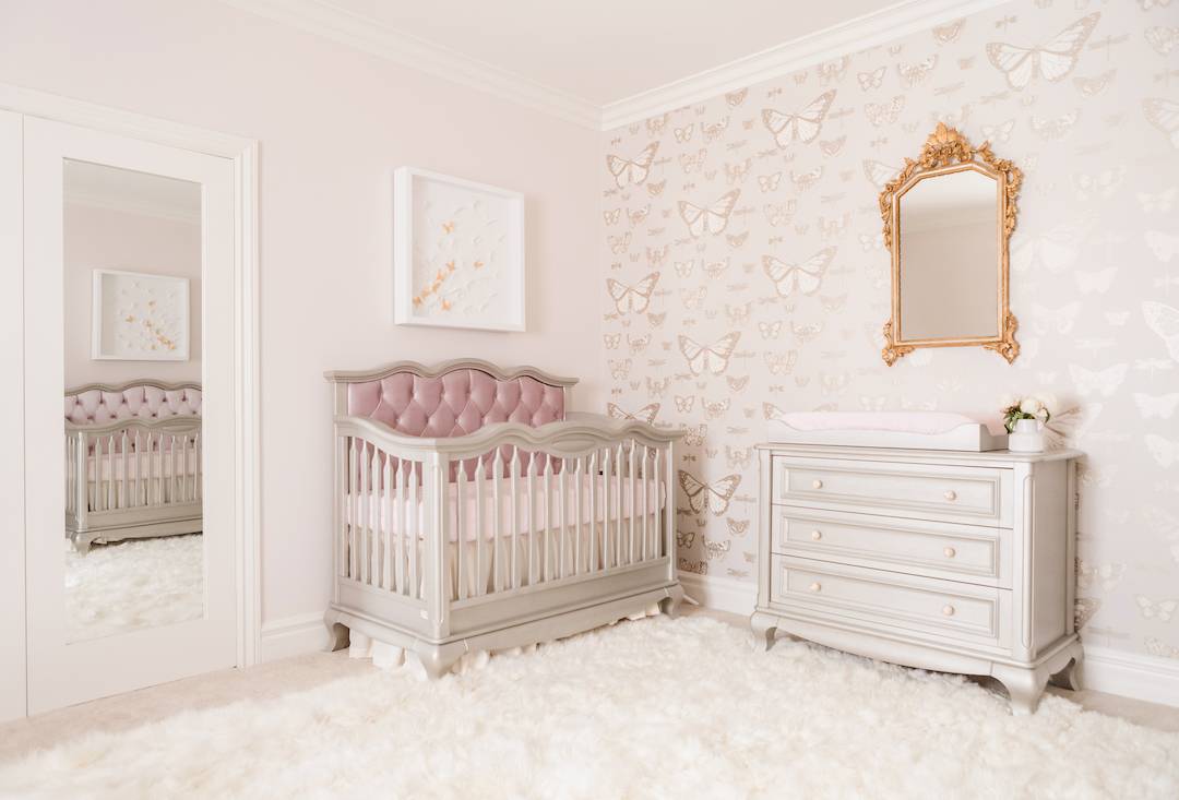 Butterfly Theme Nursery with Mauve and Gold