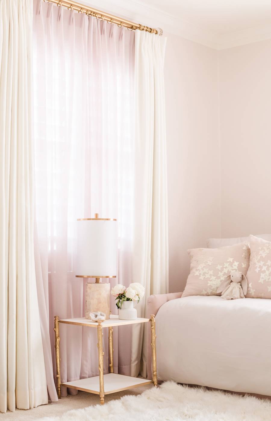 Custom Blackout Curtains and Daybed in Mauve Nursery