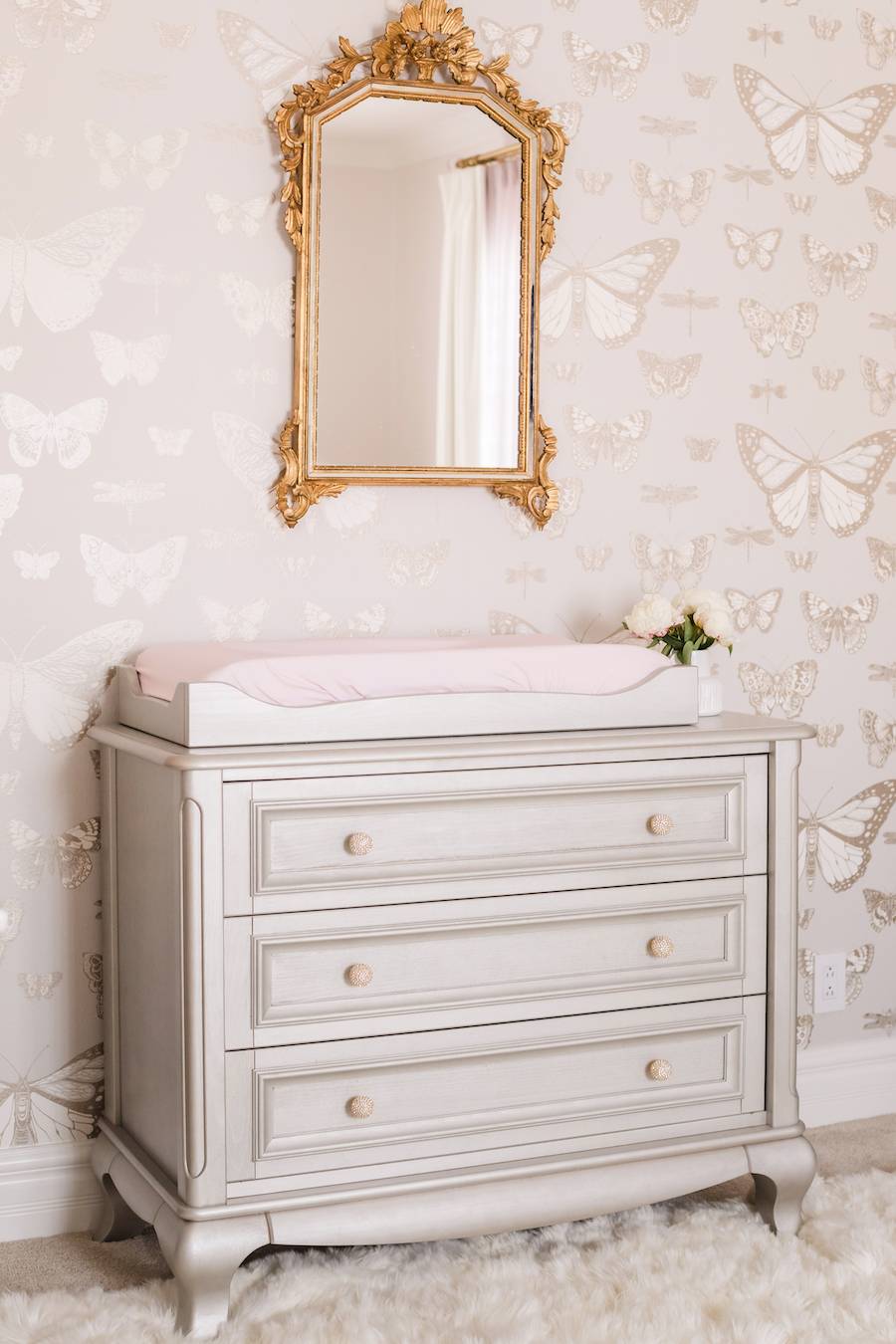 Butterfly Nursery with Silver Changing Table