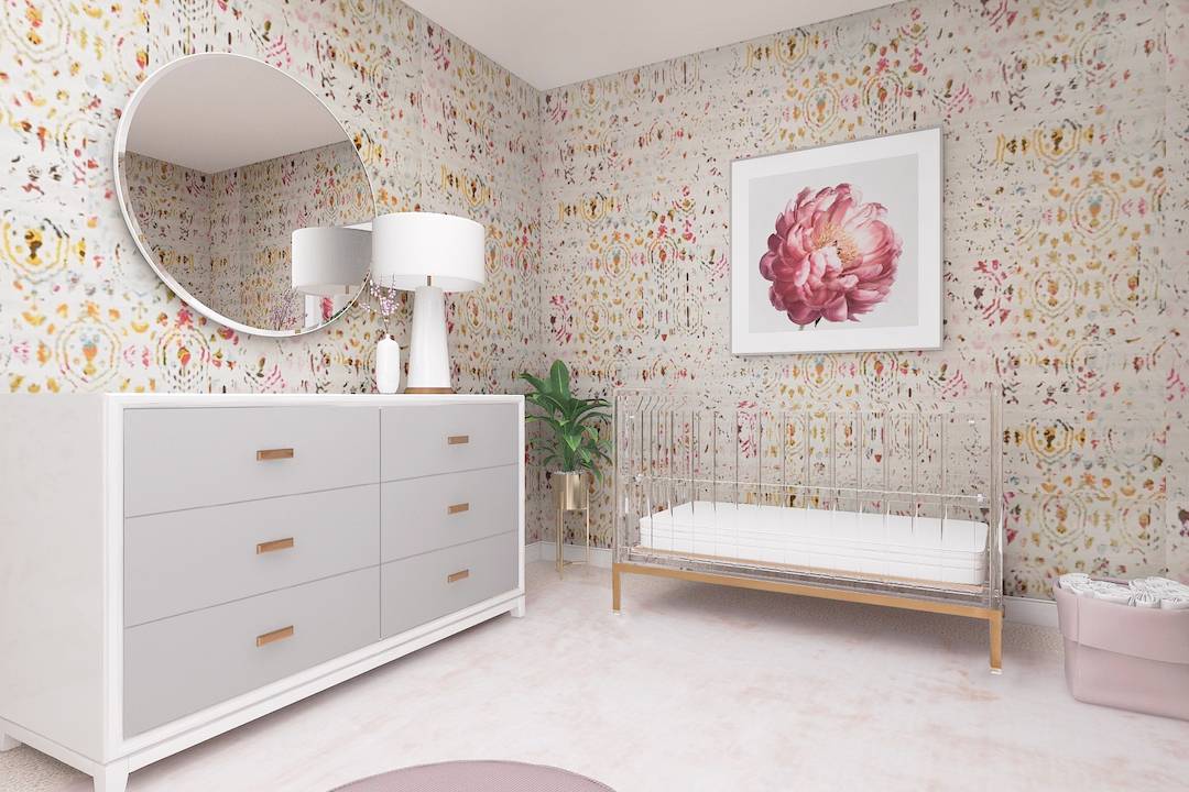 Floral Nursery Art with Colorful Wallpaper