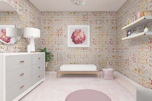 Floral Nursery Art with Colorful Wallpaper