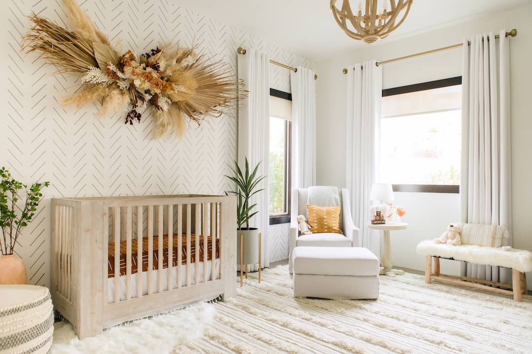 Neutral Bohemian Nursery Design by Little Crown Interiors