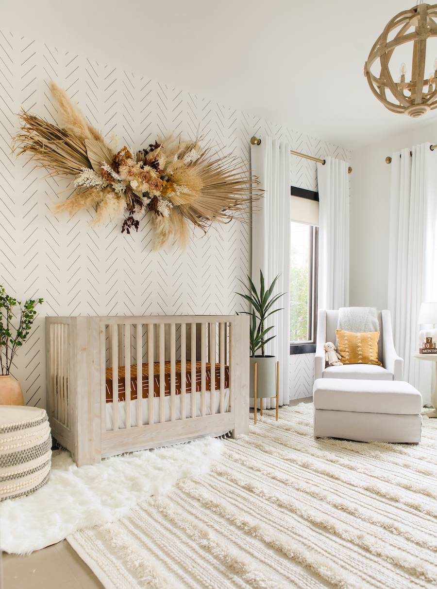 Neutral Bohemian Nursery Design by Little Crown Interiors