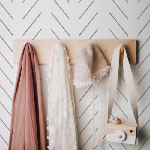 White and Grey Herringbone Wallpaper