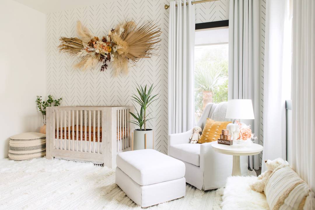 Neutral Bohemian Nursery Design by Little Crown Interiors