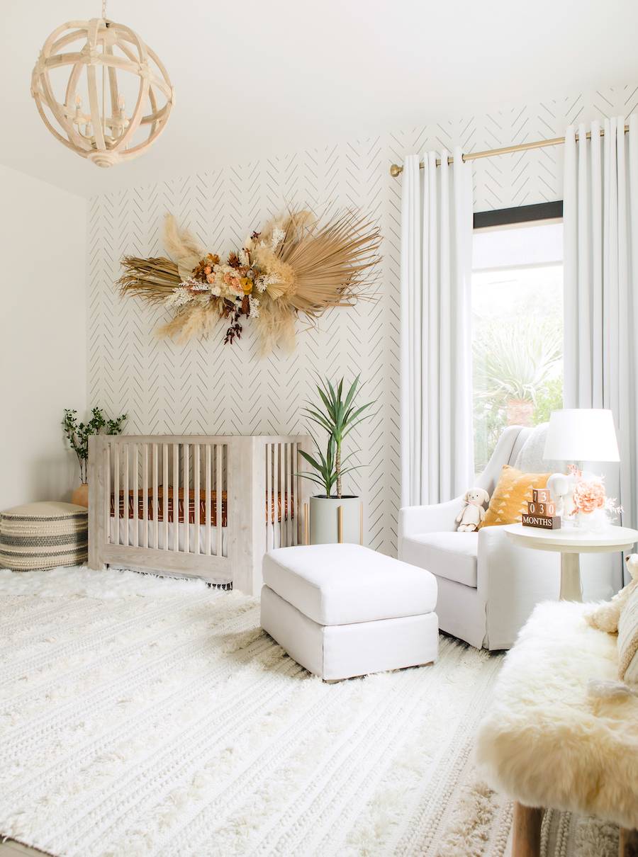 Neutral Bohemian Nursery Design by Little Crown Interiors