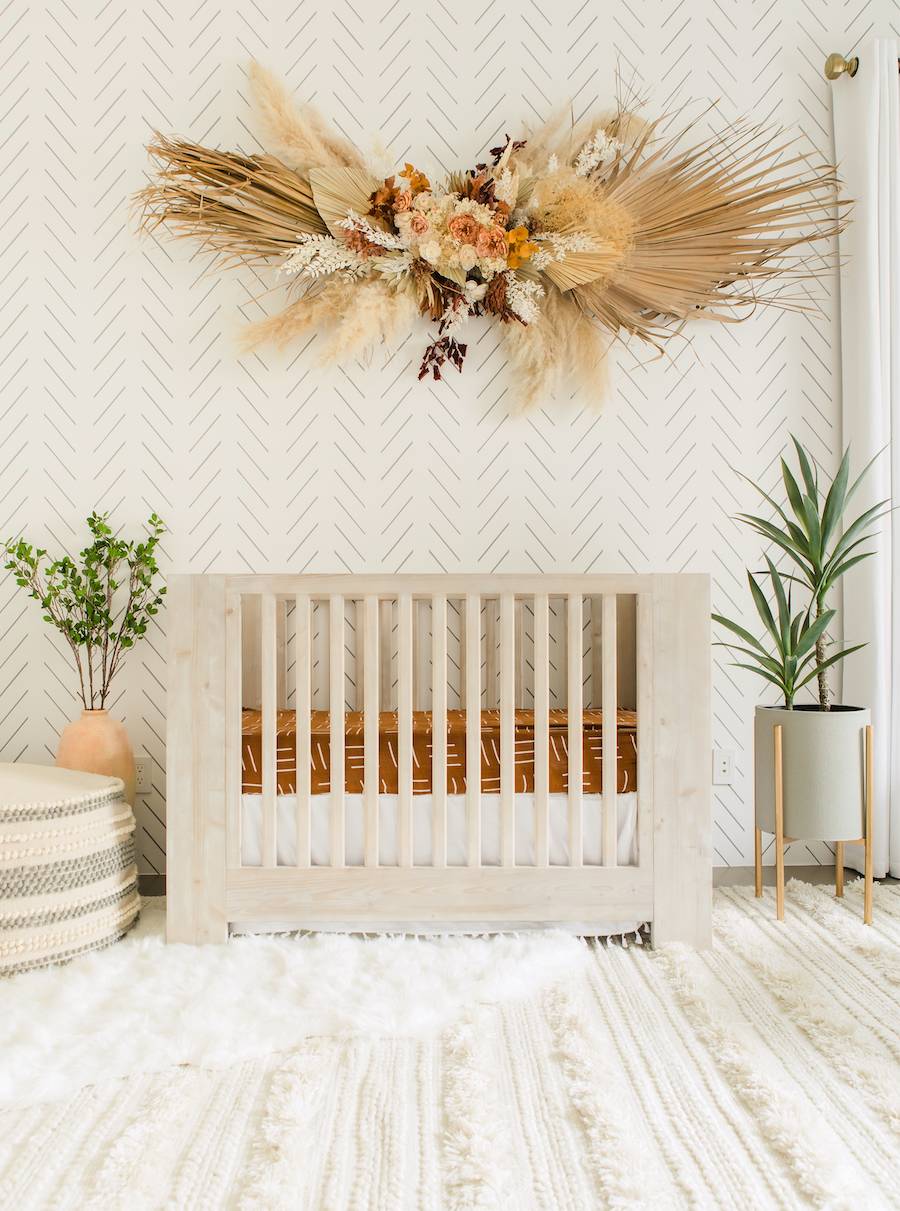 Neutral Bohemian Nursery Design by Little Crown Interiors