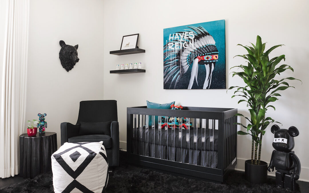 A Black Nursery with Personal Custom Artwork