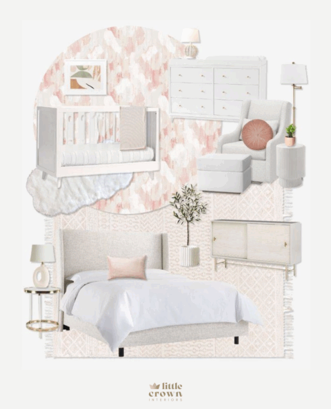 Virtual Design Reveal: Blush and Neutral Shared Nursery - Little Crown ...