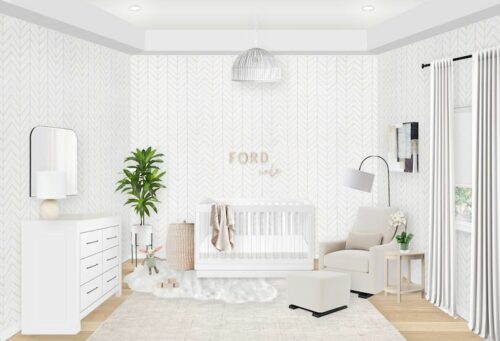 Minimalist White and Gray Boy Nursery