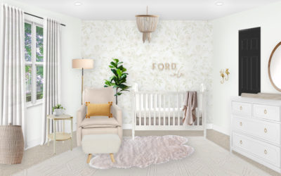 Neutral Nursery E-Design with Floral Wallpaper