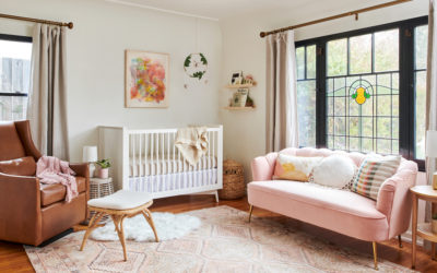 A Vintage Inspired Blush Nursery with Original Art