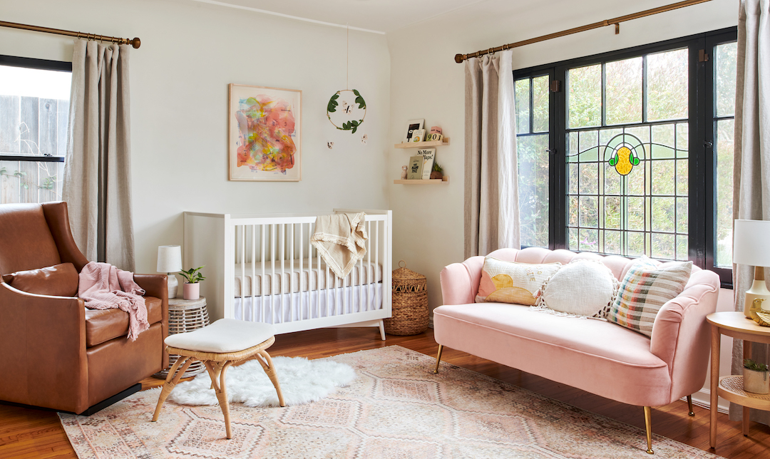 A Vintage Inspired Blush Nursery with Original Art