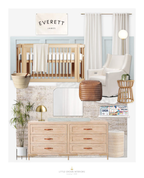 Light Blue Board and Batten Nursery Design Reveal - Little Crown Interiors