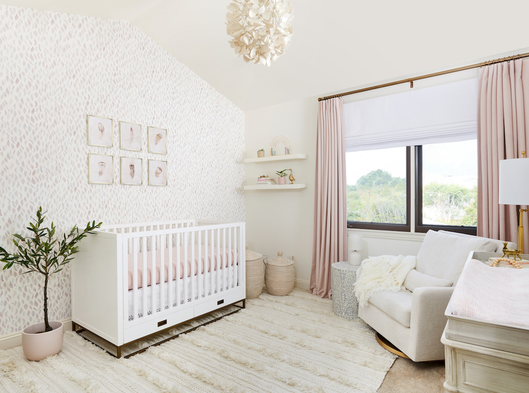 Leafy Blush Nursery Design by Little Crown Interiors