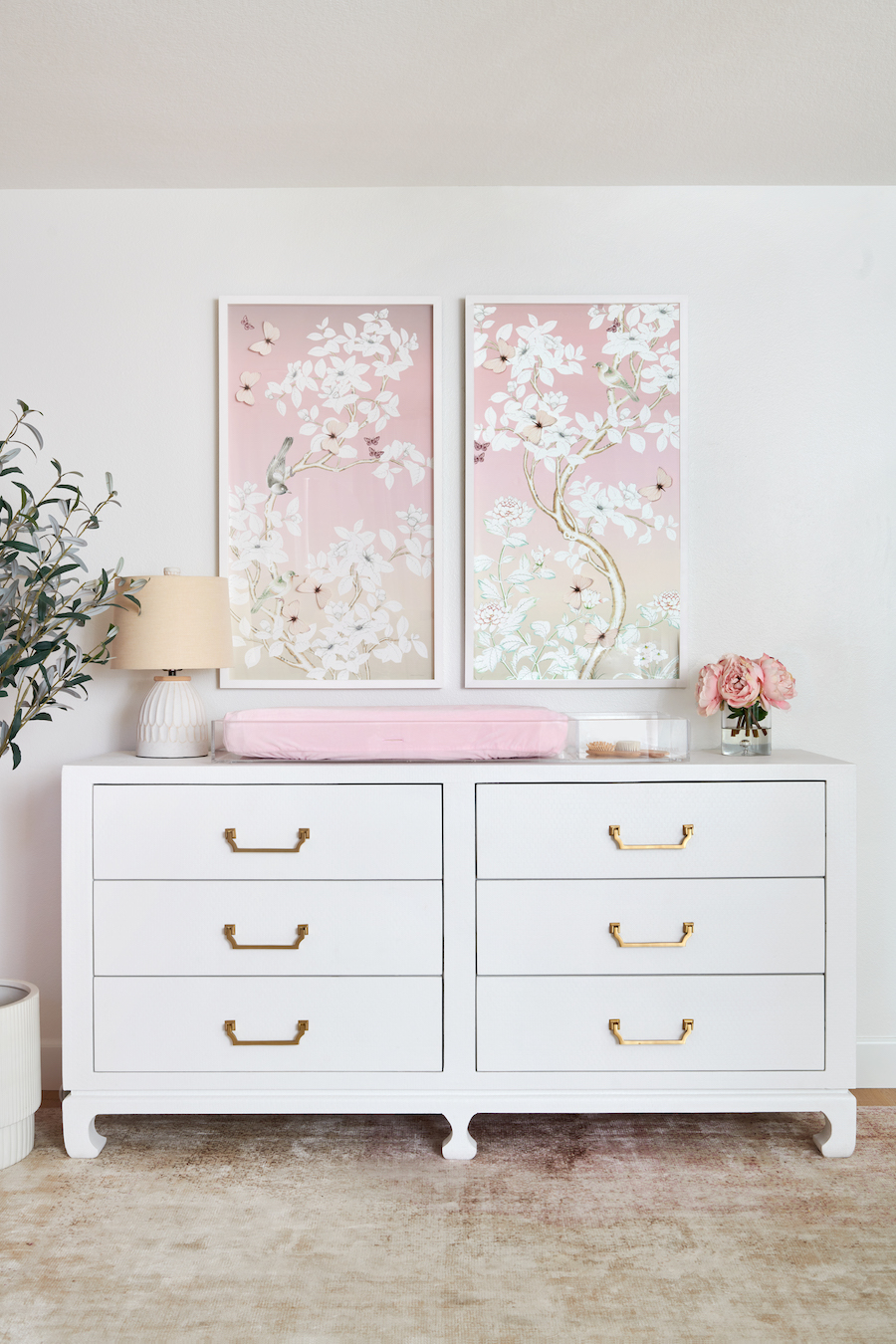 Blush Traditional Floral Nursery by Little Crown Interiors