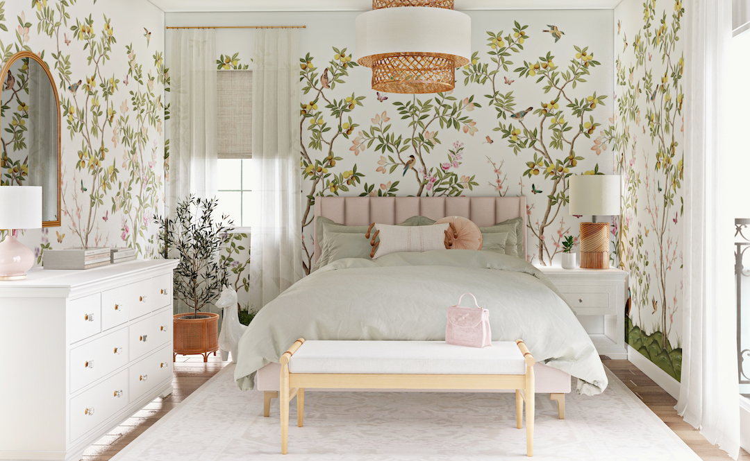 Girl's Room with Chinoiserie Wallpaper