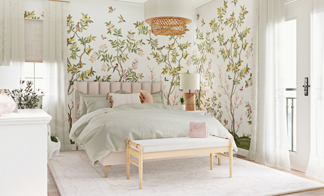 Girl's Room with Chinoiserie Wallpaper