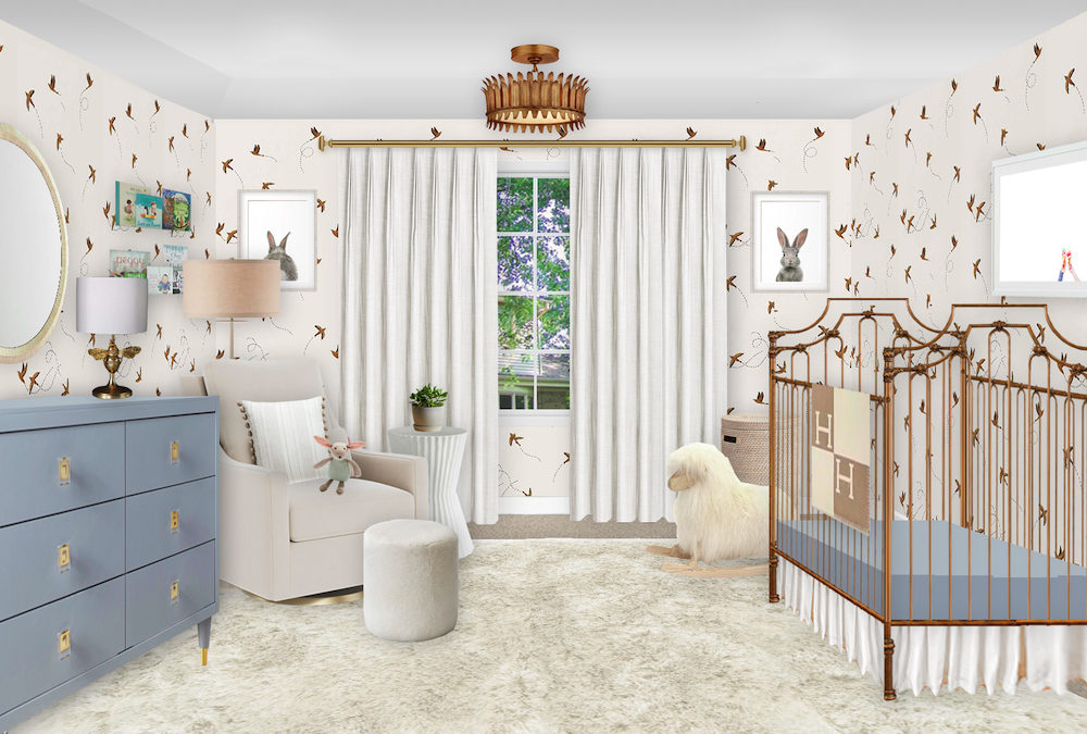 Unique Traditional Nursery E-Design in Neutral & Blue