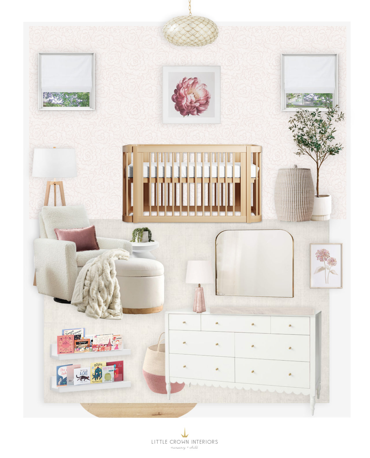 A Neutral Floral Girl's Nursery EDesign Reveal Little Crown Interiors