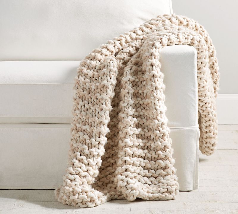 Chunky Knit Throw Blanket Neutral