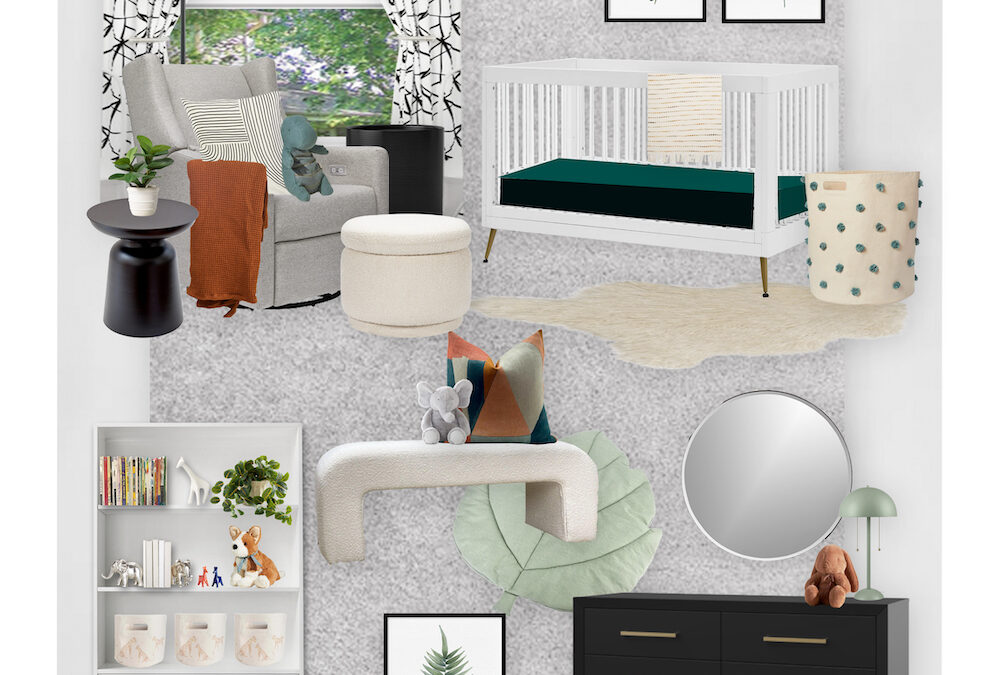 A Modern Black, Gray & Green Nursery E-Design