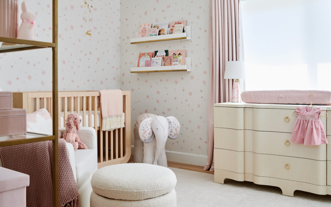 A Neutral and Pink Nursery Design Reveal with the Cutest Wallpaper