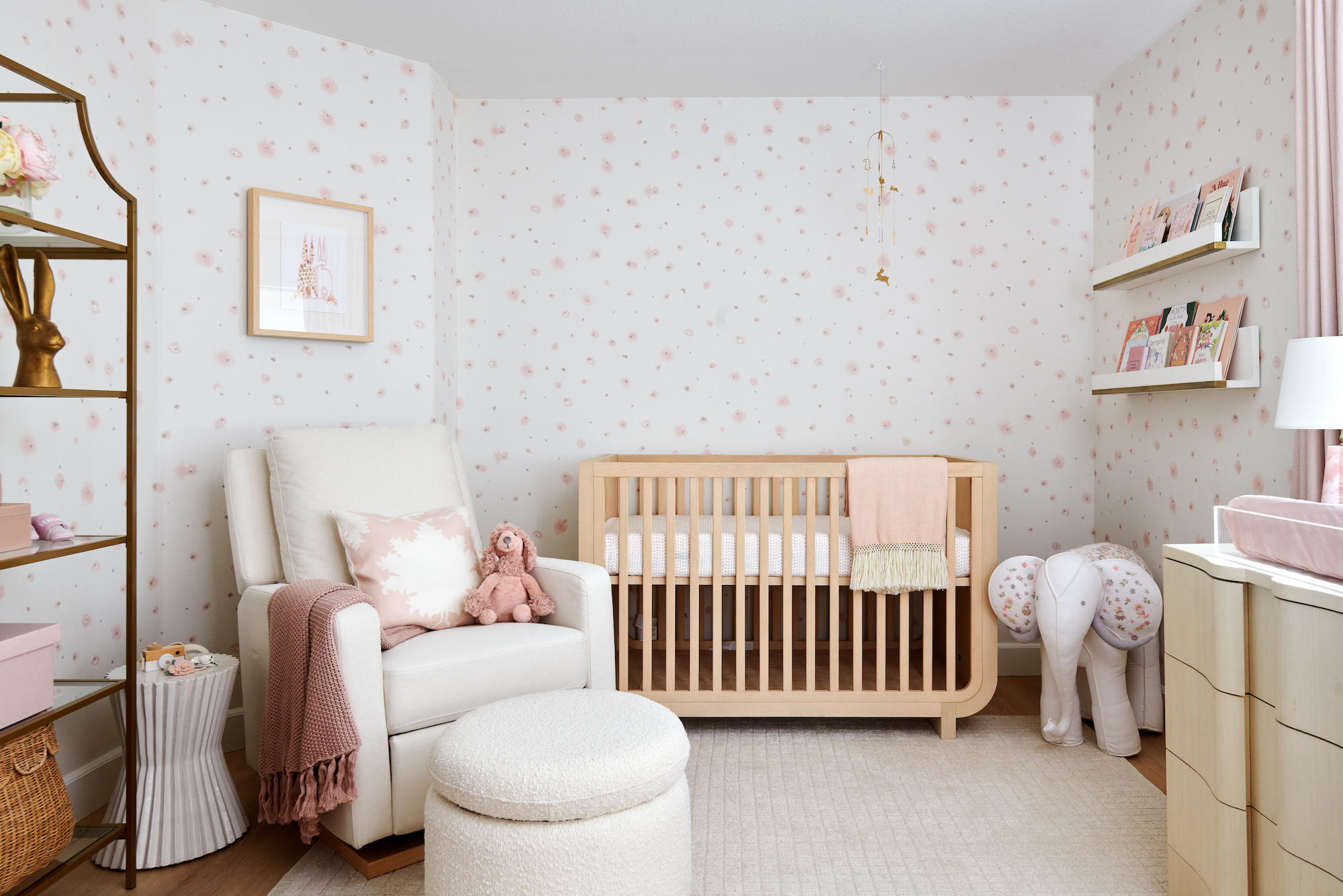 Neutral Pink Floral Nursery Design