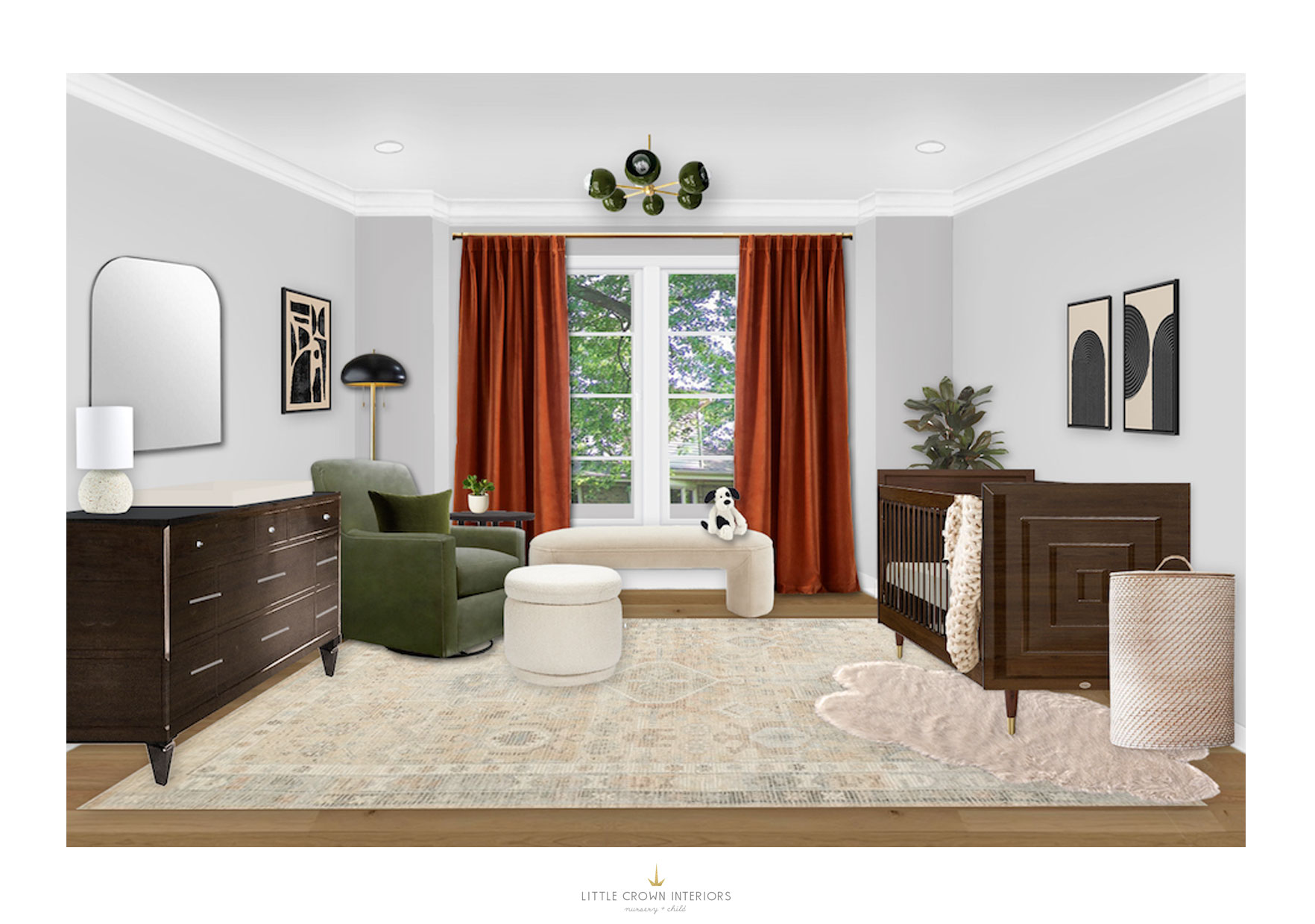 Bold Mid Century Modern Virtual Nursery Design