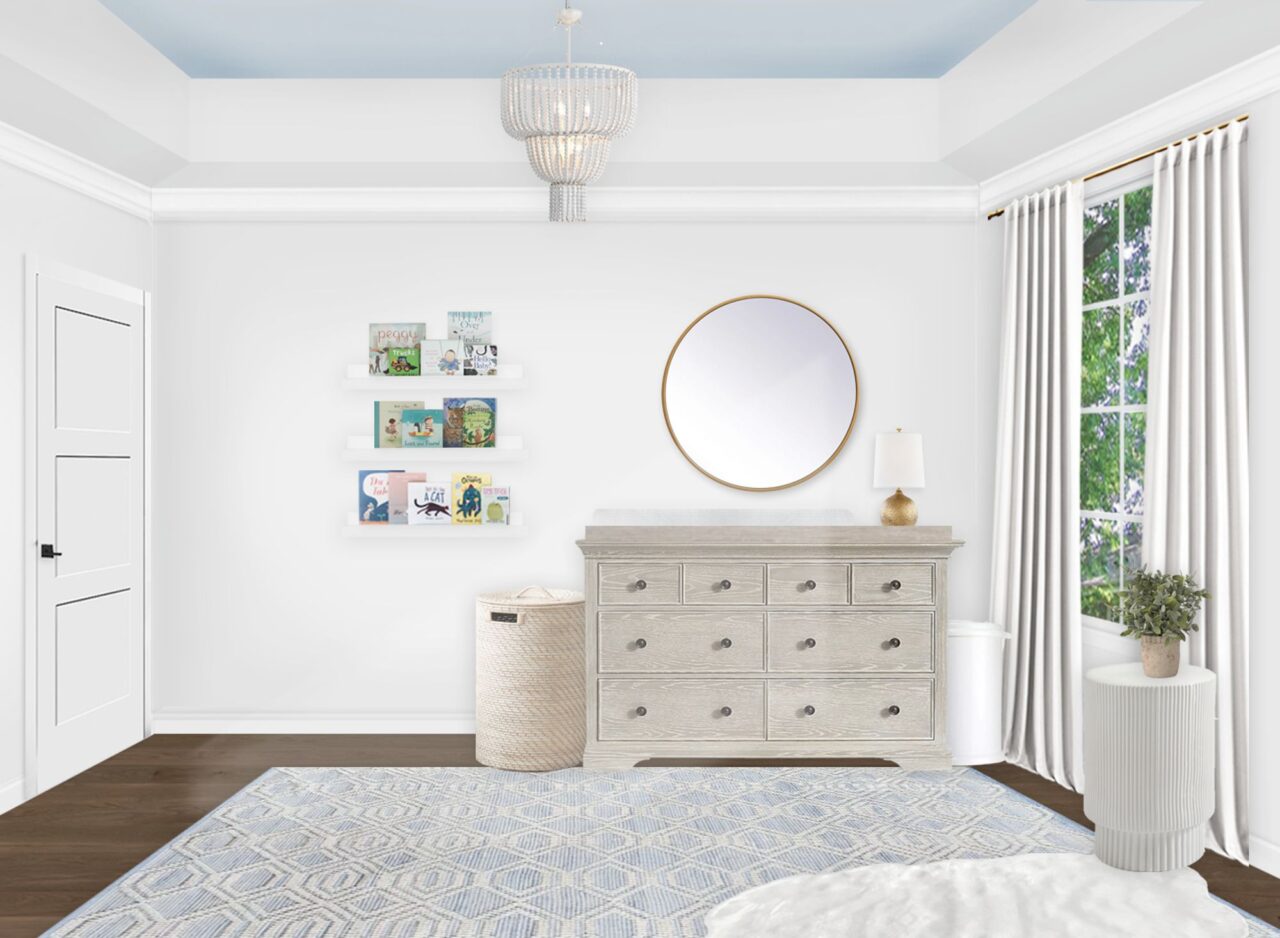 Light Blue Boy's Nursery Virtual Design with Grasscloth Wallpaper ...