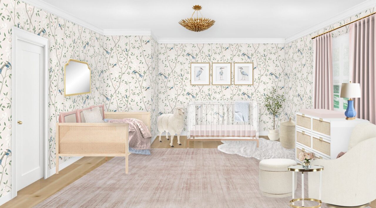 Delicate Floral Nursery Virtual Design with Mauve Accents - Little ...