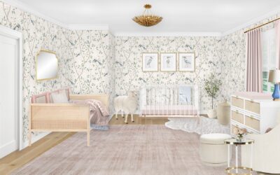 Delicate Floral Nursery Virtual Design with Mauve Accents