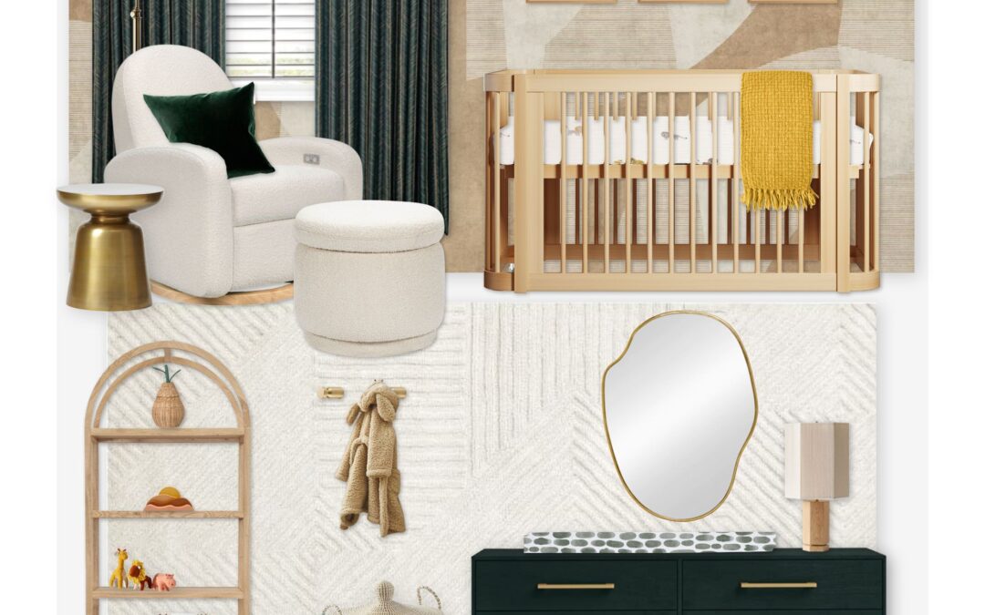 Neutral Safari Nursery E-Design with Emerald Accents