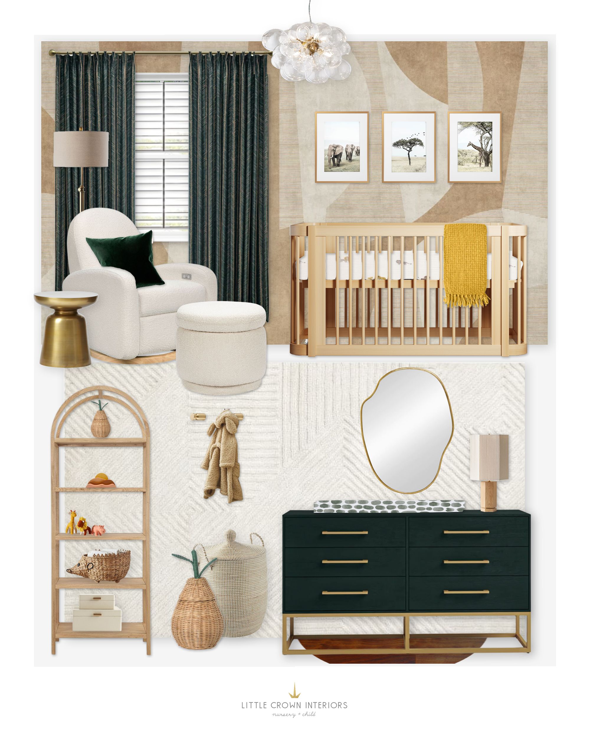 Neutral Safari Nursery E-Design with Bold Black Accents