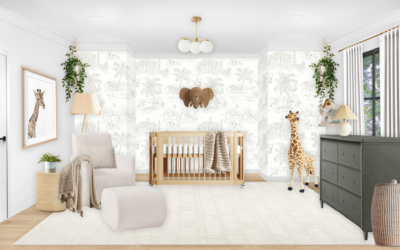 Neutral Nursery Virtual Design with Safari Wallpaper