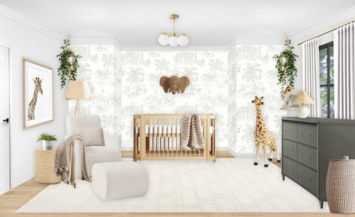 Neutral Nursery with Safari Wallpaper