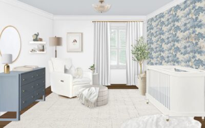 White and Blue Nature Themed Nursery Virtual Design