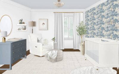 White and Blue Nature Themed Nursery E-Design