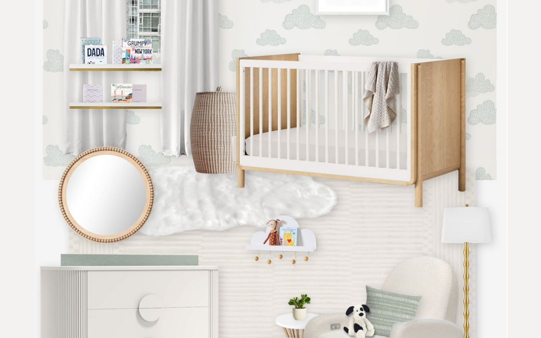 A Neutral & Sage Green Cloud Nursery Virtual Design