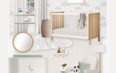 A Neutral & Sage Green Cloud Nursery Virtual Design