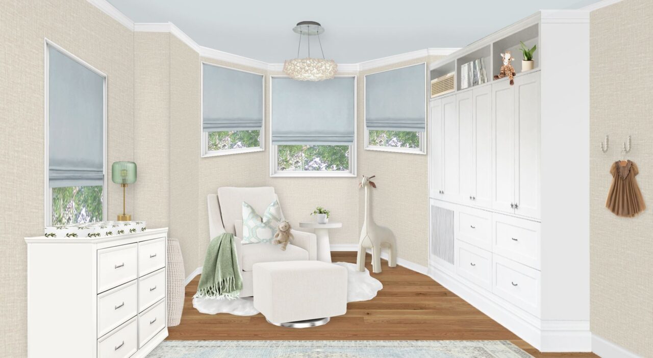 Neutral & Blue Nature Nursery Virtual Design - Little Crown Interiors