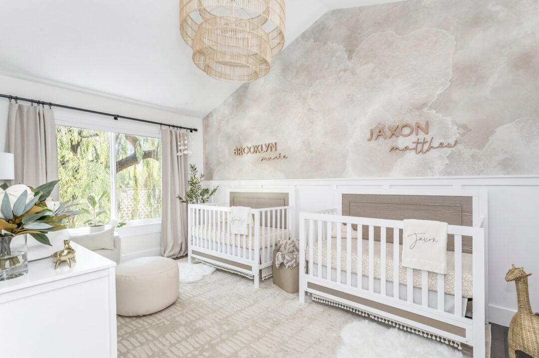 Neutral Twins Nursery Design for Barbie Blank