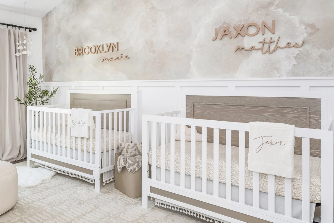 Neutral Twins Nursery Design for Barbie Blank