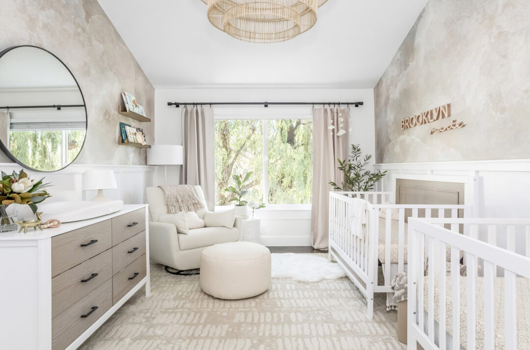 Neutral Twins Nursery Design for Barbie Blank