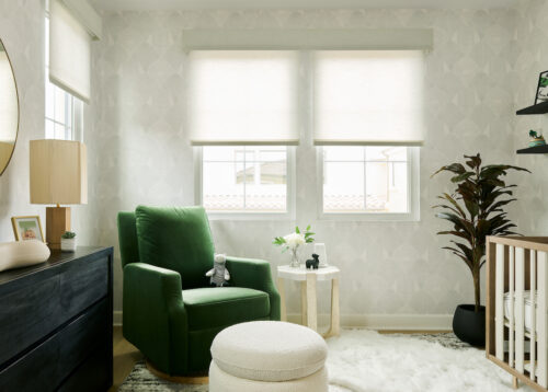Gray and Green Nursery Velvet Glider