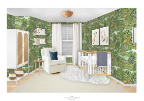 Botanical Green Wallpaper Virtual Nursery Design